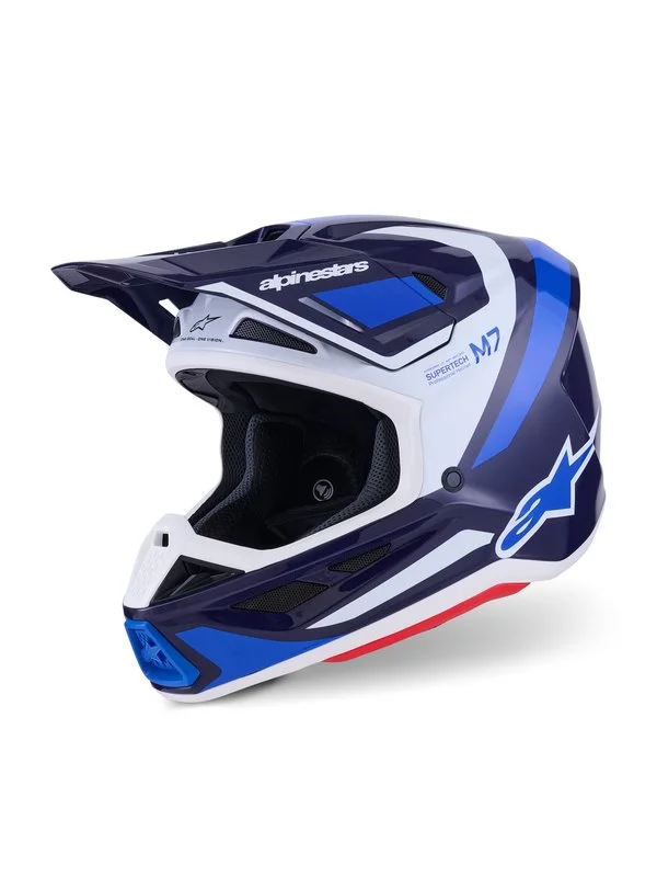 Lågt pris Crosshjälm Alpinestars Hjälm S-M7 Rise Blå/Vit