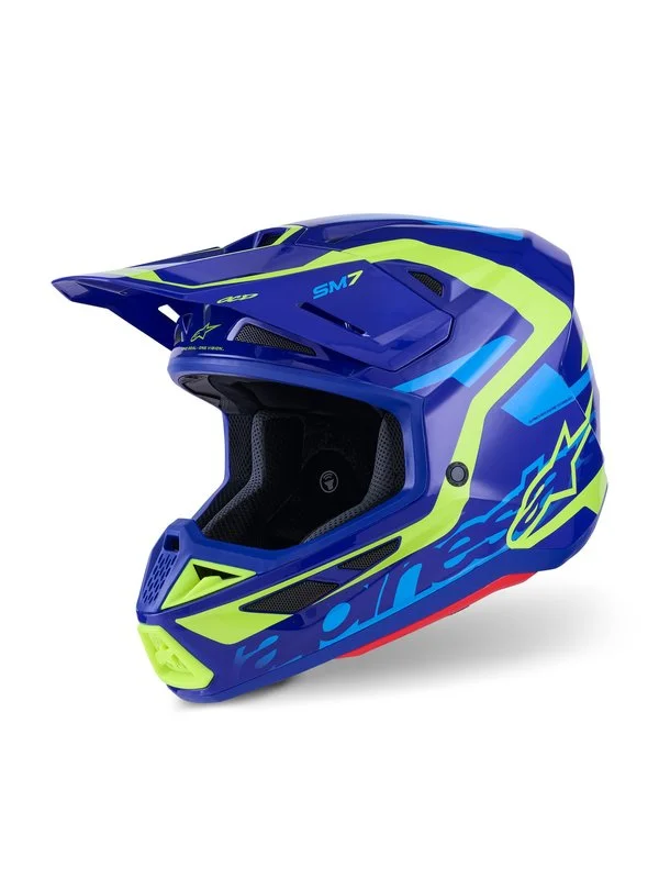 Erbjudandepris Crosshjälm Alpinestars Hjälm S-M7 Deed Blå/Fluo Gul