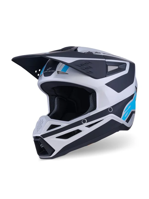 Sista chansen CROSSHJÄLM Alpinestars S-M3 Heat Silver/Blå/Svart