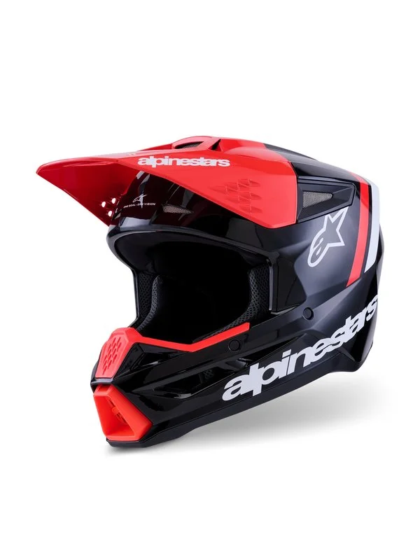 Rabatt CROSSHJÄLM Alpinestars S-M3 Radium Svart/Fluo Röd/Vit
