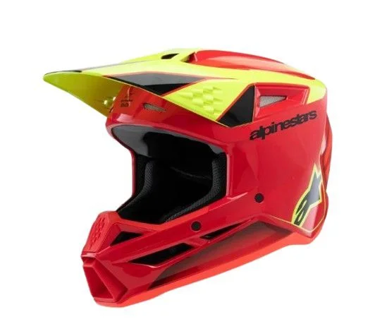I lager CROSSHJÄLM Alpinestars S-M3 Fray Röd/Fluo Gul/Svart