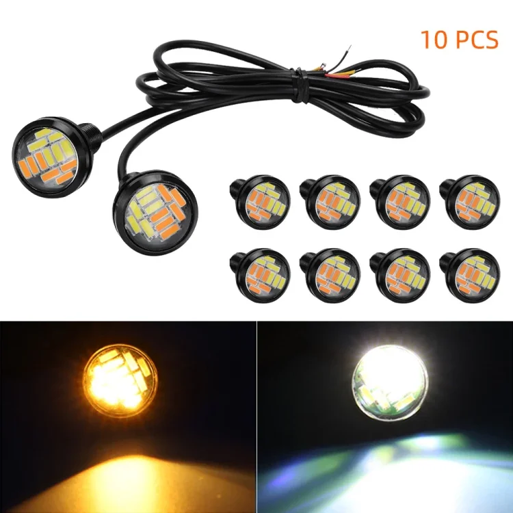 10 st 23 mm 12 lysdioder SMD-4014 DC9-80V motorcykel Eagle Eye Light, 12 lysdioder SMD-4014, 12 lysdioder SMD-4014 (vitt ljus) Endast idag