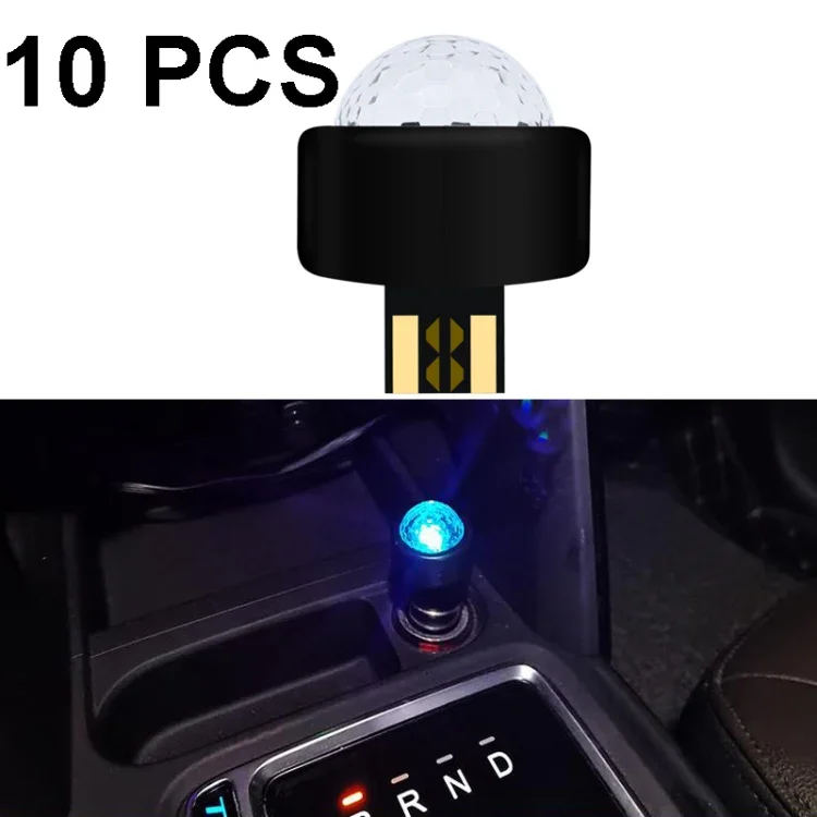 10 st Mini Rytm Scenlampa Bil Färgglad USB Atmosfärsljus, Färgglad Atmosfärsljus Reapris