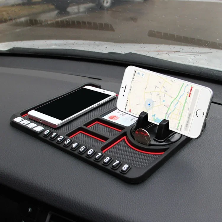 Car Interior Car Multifunctional Instrument Panel Storage Pad Car Phone Bracket Anti-slip Pad With Stop, Rotating Red Circle, Rotating Blue Circle, Rotating Black Circle Fri frakt