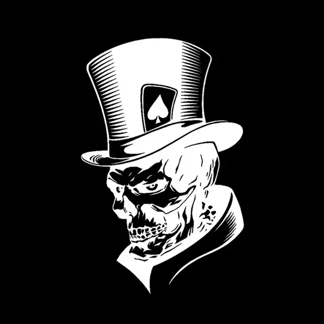 10 ST Joker Skelett Dödskalle Spelkort Poker Monster Hattformad Vinylbilklistermärke, Storlek: 11.3x17.6 cm, Joker Skelett Dödskalle Snabb leverans