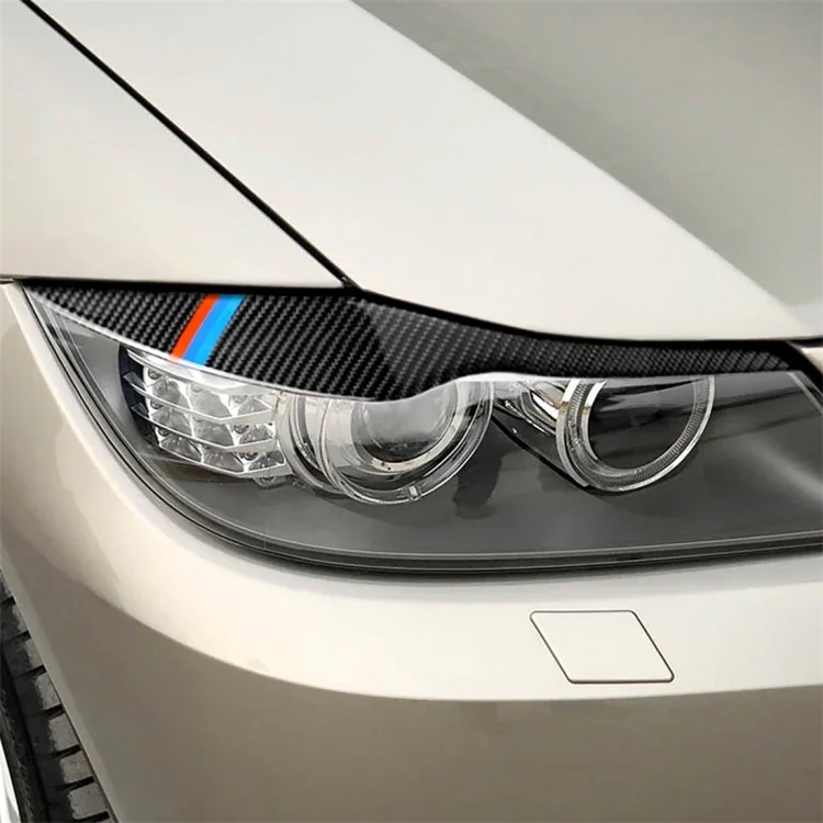 1 par trefärgade klistermärken i kolfiber till billampa, ögonbryn, för BMW E90 / 318i / 320i / 325i 2005-2008, limdroppsversion, ögonbrynslampa med limdroppsversion (tre färger) Begränsat antal