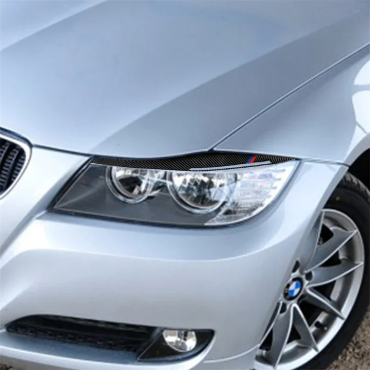 1 par dekorativa klistermärken i kolfiber till billampa, ögonbryn, för BMW E90 / 318i / 320i / 325i 2009-2012, ögonbrynslampa (tre färger), ögonbrynslampa Fynd