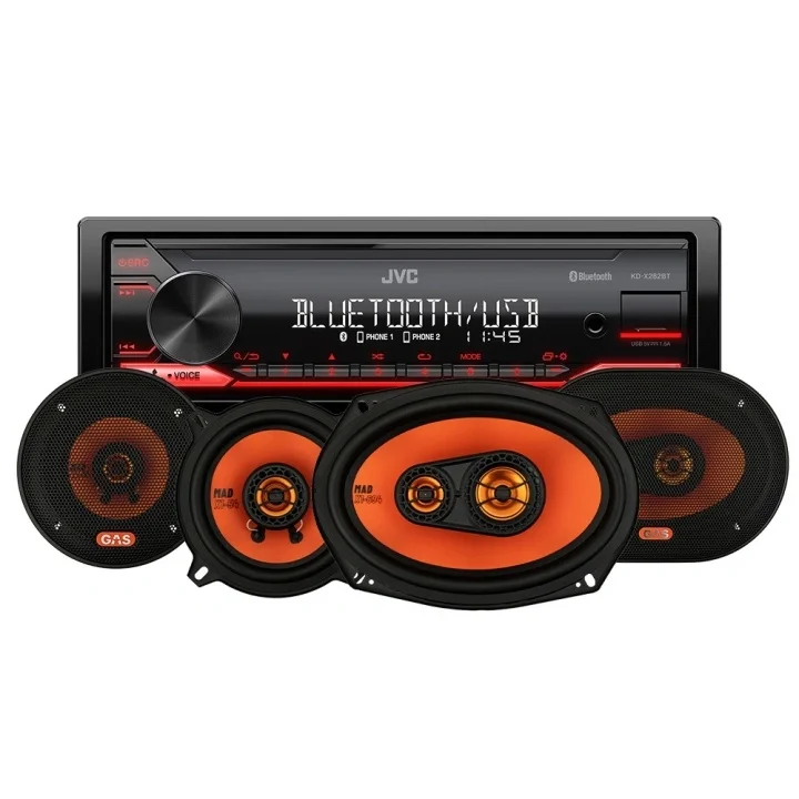 Sänkt pris JVC KD-X282BT & 2par GAS MAD X1-högtalare, bilstereopaket