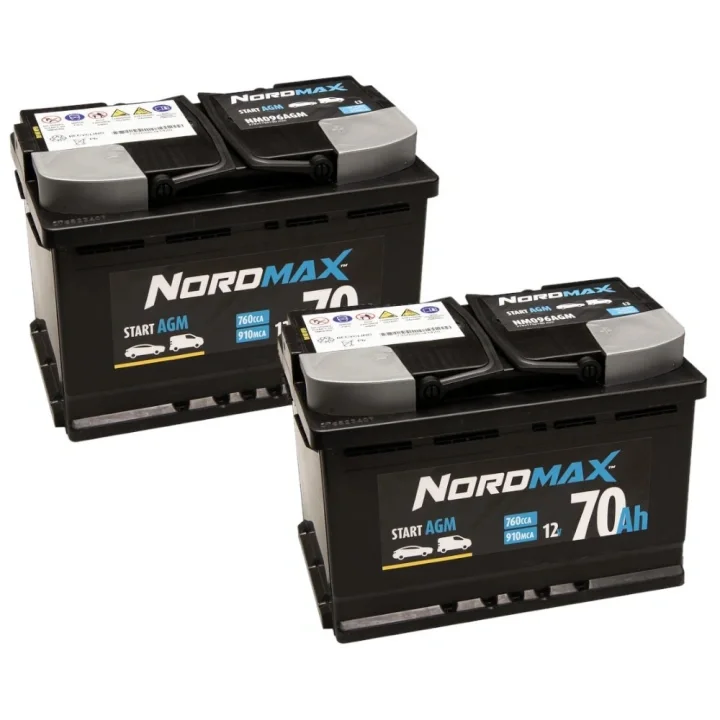 Fynd Batteripaket, 2 st Nordmax AGM-batteri, 70Ah / 12V